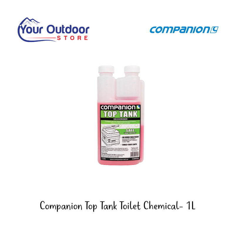 Companion Top Tank Toilet Deodoriser 1L. Hero Image with title and logos