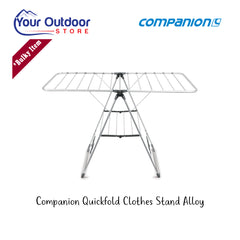 Companion Quickfold Clothes Stand Alloy. Hero Image Showing Logos and Titles