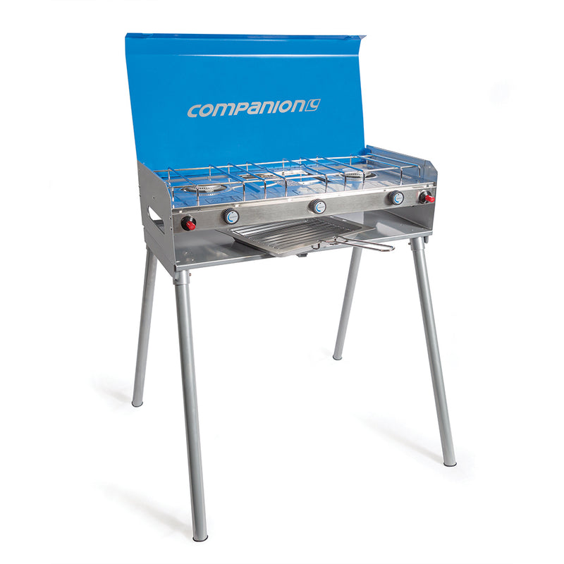 Companion 2 Burner Regulated RV Stove With Grill And Removable Legs