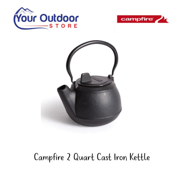 Campfire 2 Quart Cast Iron Kettle front view handle up.