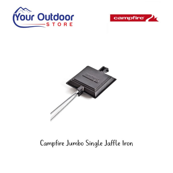 Campfire Jumbo Single Jaffle Iron. Hero image with title and logos