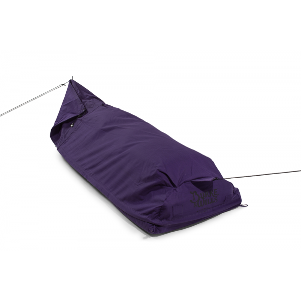 Purple | Top View from Foot with guy ropes pegging out swag #colour_purple
