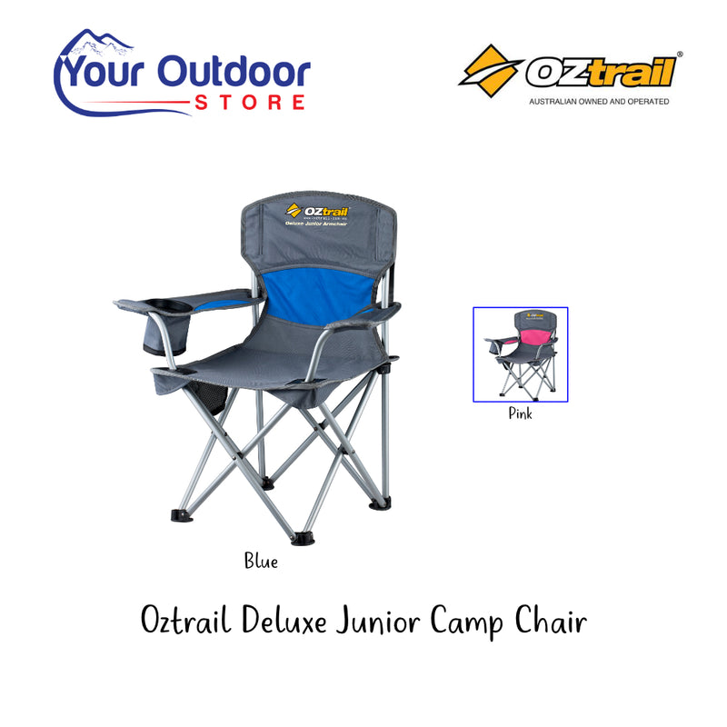 Oztrail Deluxe Junior Chair. Hero image with title and logos