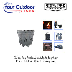 Supa Peg Australian Made Frontier Pack Flat Firepit with Carry Bag. hero