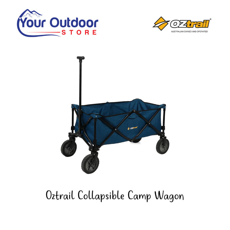 Oztrail Collapsible Camp Wagon. Hero image with title and logos