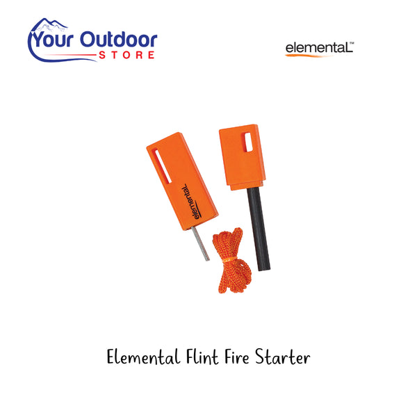 Elemental Flint Fire Starter. Hero image with title and logos