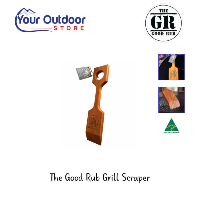 The Good Rub Grill Scraper. Scraping Bbq and Direct front view