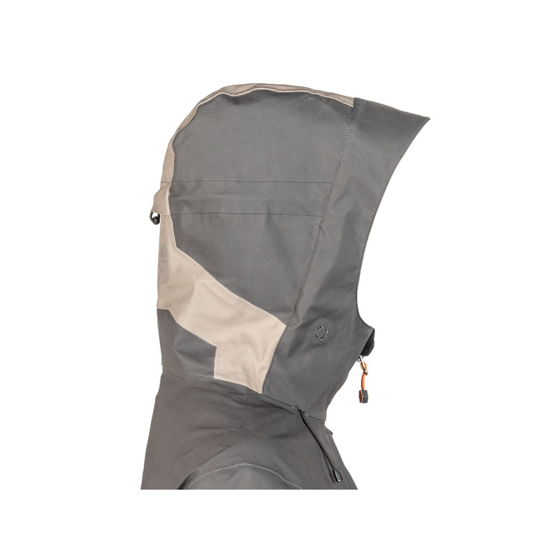 Sand Charcoal | Hunters Element Atlas Jacket. Side Hood View.