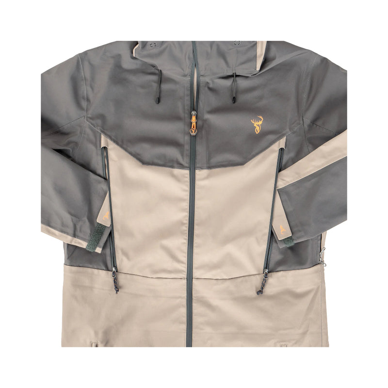 Sand Charcoal | Hunters Element Atlas Jacket. Front View Showing High Pockets. 