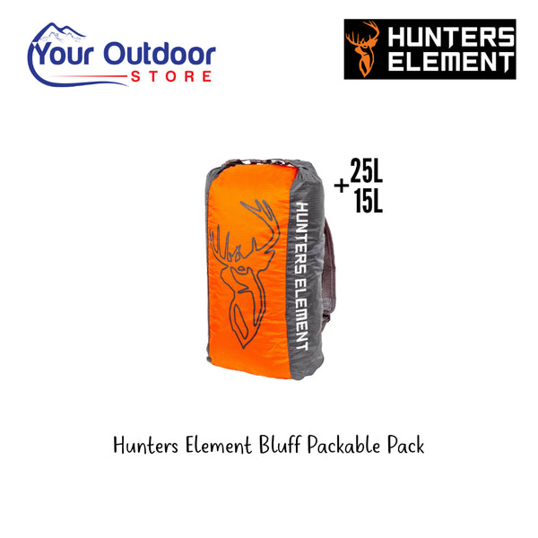 Hunters Element Bluff Packable Pack. Hero Image Showing Logos and Title. 