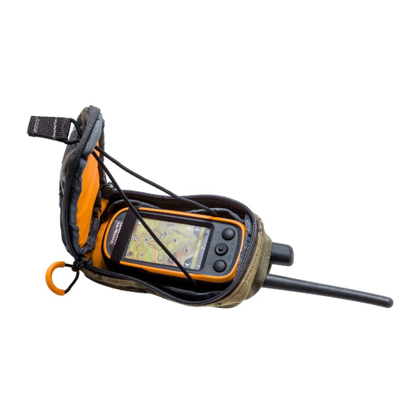 Desolve Veil Camo | Hunters Element GPS Pouch - Open Front View with GPS Inside. 