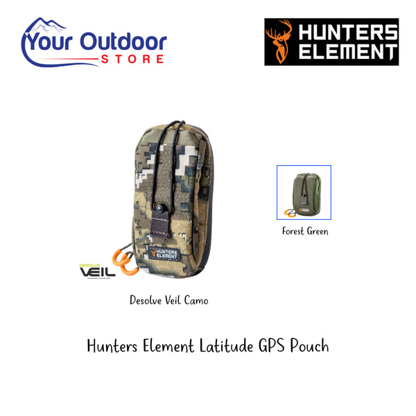 Hunters Element Latitude GPS Pouch. Hero Image Showing Logos, Title and Variants.