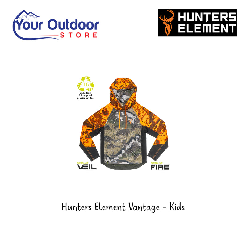 Hunters Element Vantage Kids Top. Hero Image Showing Logos and Title.