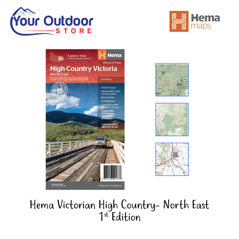 Hema The Victorian High Country- North Eastern Map. Hero image with title and logos