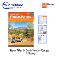 Hema Atlas & Guide The Flinders Ranges. Hero image with title and logos