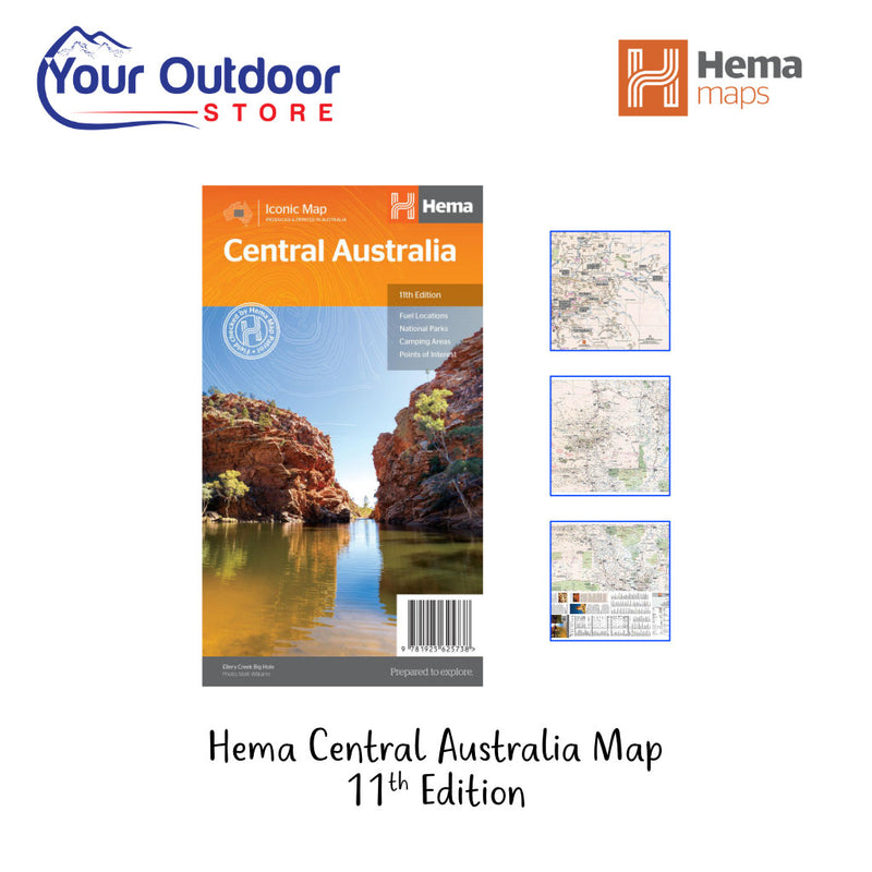 Hema Central Australia Map. Hero Image with title and logos