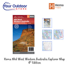 Hema Mid West Western Australia State Map 4th Edition. Hero image with title and logos
