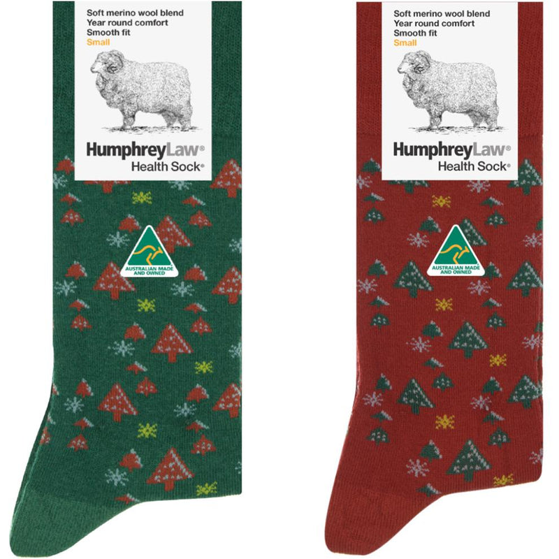 Red | HumphreyLaw Merino Wool Blend Health Sock - Christmas- Both Colours in packaging