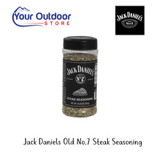 Jack Daniels Old No 7 Steak Seasoning. Hero image with logos and title