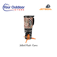 Jetboil Flash Camo. Gas Sold Separately. Hero Image Showing Logos and Title.