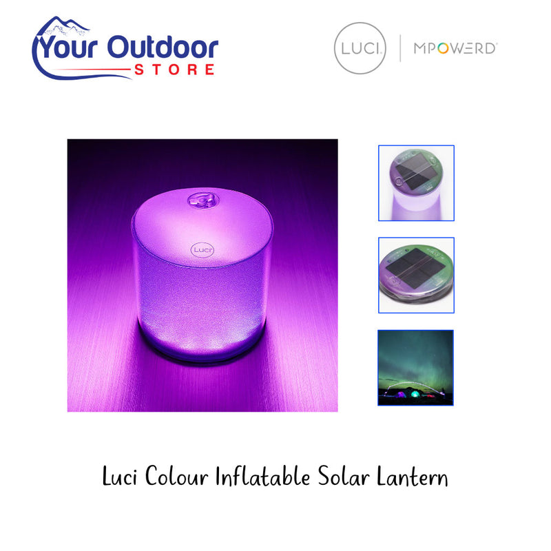 Luci Colour Inflatable Solar Lantern. Hero image with title and logos