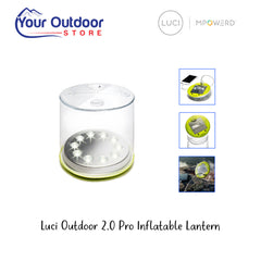 Luci Outdoor 2.0 Pro Inflatable Light. Hero image with titles and logos