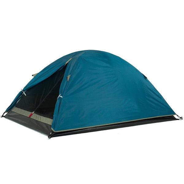 Blue | Angled side view with fly door open and mesh zipped up