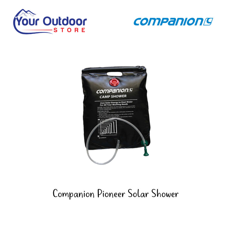 Companion Pioneer Solar Shower. Hero image with title and logos