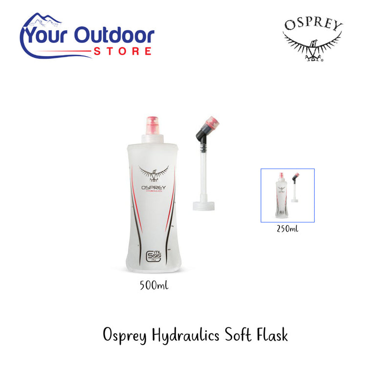 Osprey Hydraulics Soft Flask. Hero image with title and logos