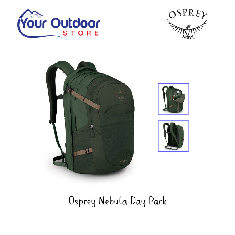 Osprey Nebula 34 Litre Day Pack. Hero image  with title and logos