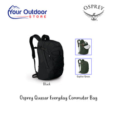 Osprey Quasar 28 Litre Day Pack. Hero image with title and logos