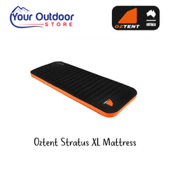 Oztent Stratus XL Mattress. Main image showing logos and title.
