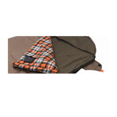 Oztent Rivergum Sleeping Bag XL Series ll. Unzipped showing fleece lining.