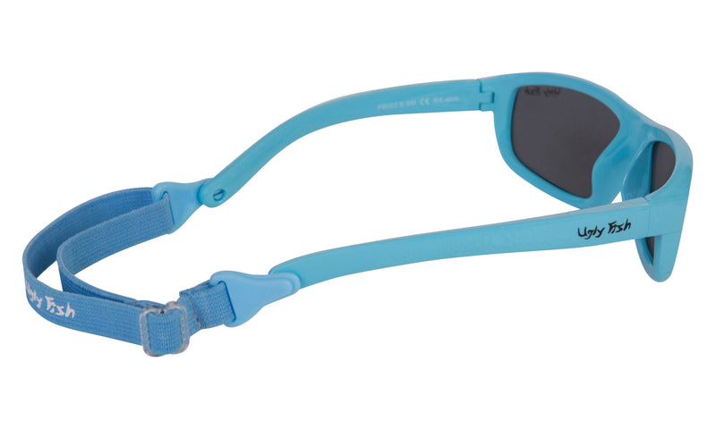 Blue | Ugly Fish Ankle Biters Polarised - PB002 B.SM. Back view with the adjustable strap attached