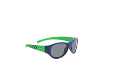 Blue/Green | Ugly Fish Junior Unbreakable Sun Glasses PK922 B.SM. Blue Frame, Green arms smoke lens. Side View