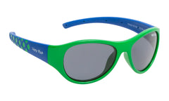 Junior Polarised PK922 GR.SM Angled Front View. Green Frame with Blue Arms and Smoke Lens