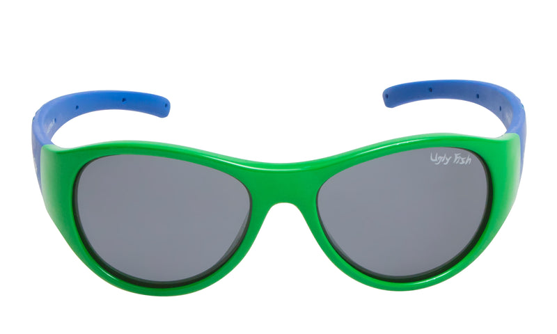 Junior Polarised PK922 GR.SM Front View. Green Frame with Blue Arms and Smoke Lens