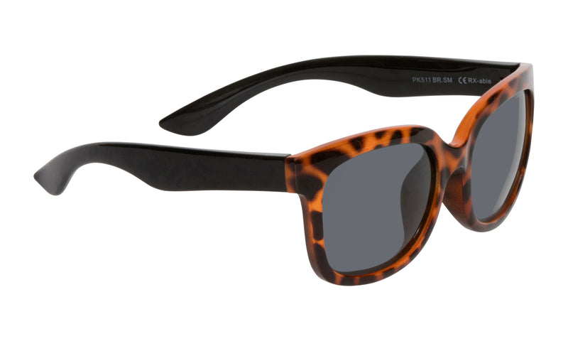 Leopard Print Black | Ugly Fish Mermaid Junior Unbreakable Sunglasses PKM511 BR.SM. Angled Side View