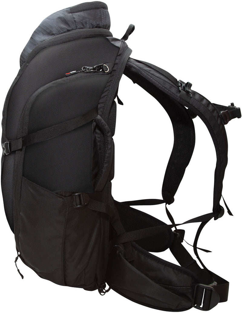 Jet Black | Black Wolf Minimalist 45 Backpack. Right Side