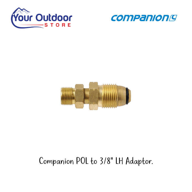 Companion POL to 3/8" LH Adaptor. Hero Image Showing Logos and Title