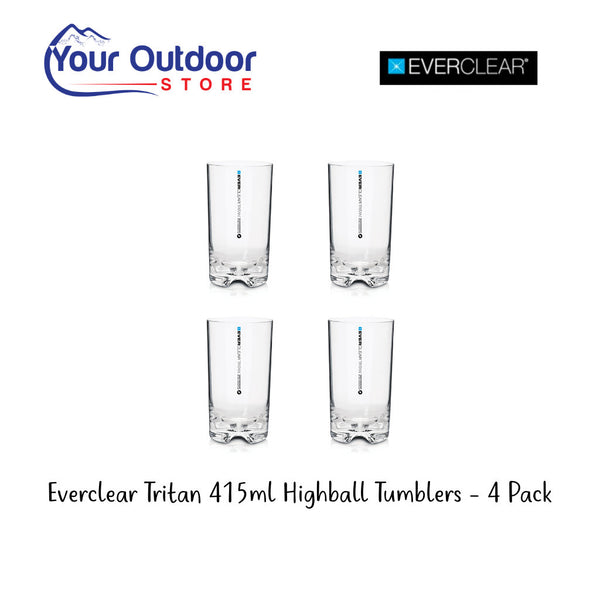 Everclear Tritan 415ml Highball Tumblers. Hero image with title and logos