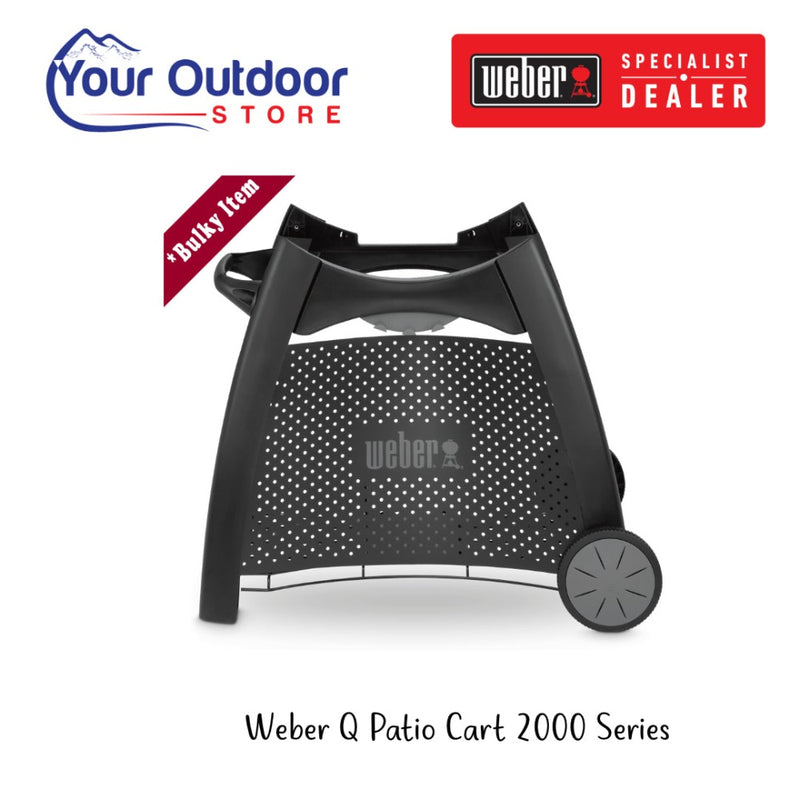 Weber Q Patio Cart 200 Series. Hero image with title and logos
