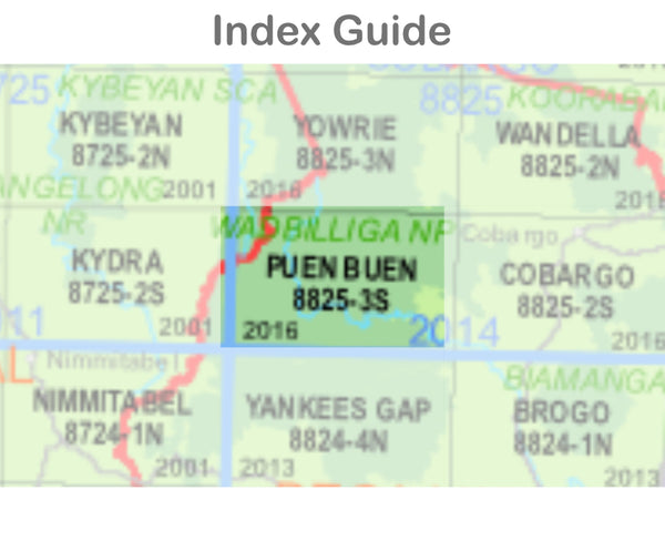 Puen Buen 8825-3-S NSW Topographic Map 1 25k