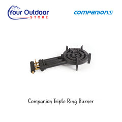 Companion Triple Ring Burner. Hero image with title and logos