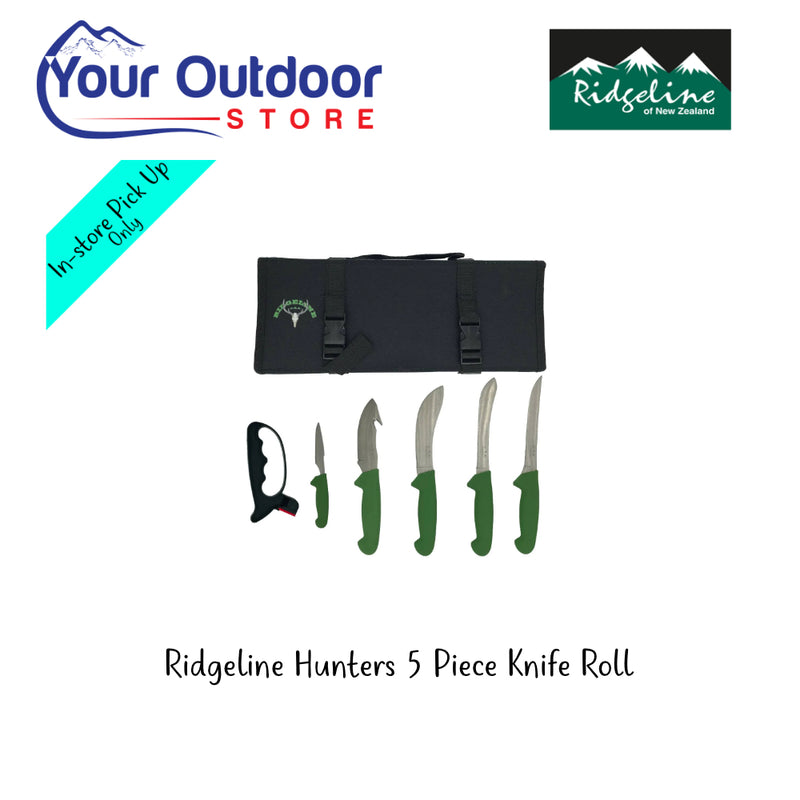 Ridgeline Hunters 5 Piece Knife Roll. Hero Image Showing Logos and Title. 