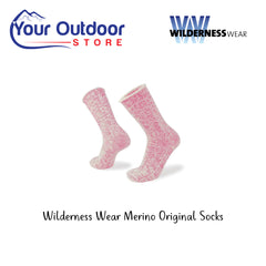 Wilderness Wear Merino Original Socks. Hero Image Showing Logos and Title.  