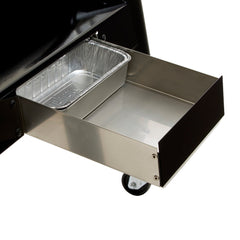 Ash and Grease management draw pulled out with drip tray inside.