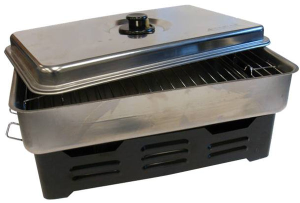Smoker together with lid slightly off
