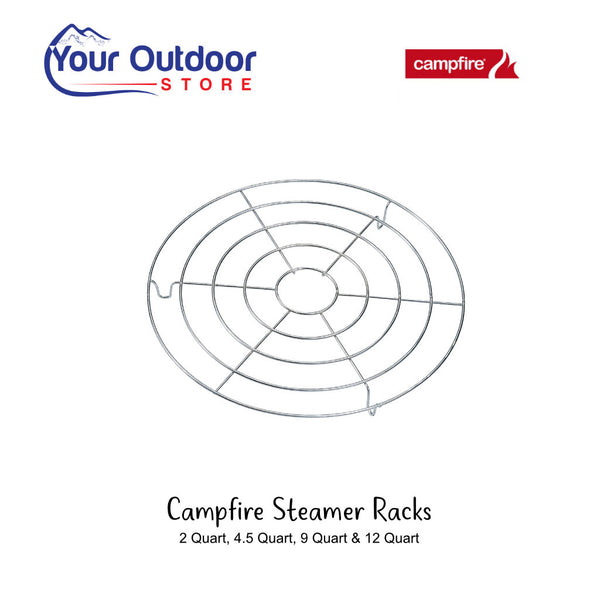 Campfire Steamer Rack. Hero image with title and logos