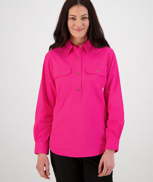 Pink | Swanndri Womens Roma Long Sleeve Shirt Front View